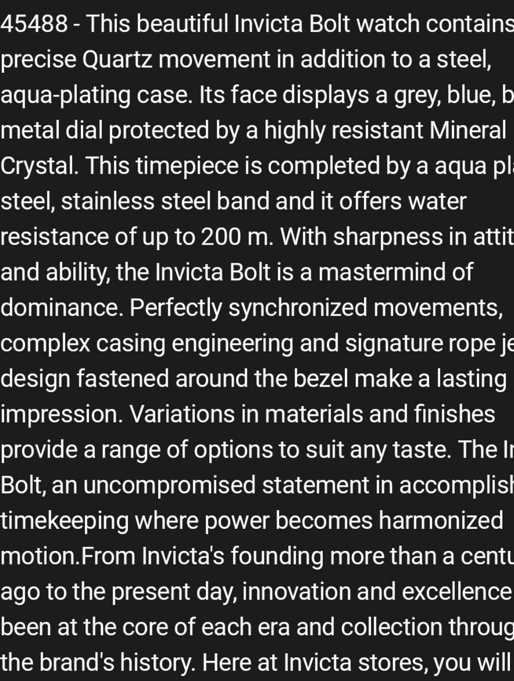 Invicta Bolt Swiss Ronda Z60 FE Caliber Mens Watch 53mm Aqua Plating Steel 45488 - Picture 5 of 10